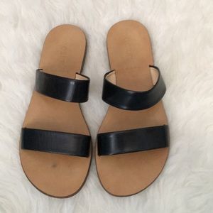 J.Crew black leather Malta sandals